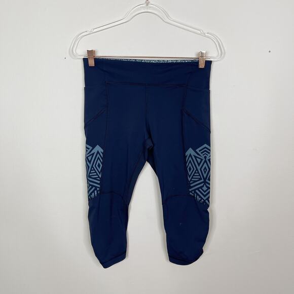Lululemon Stash It Crop Inkwell Blue Womens 8 Luxtreme Leggings Mesh Reflective - Picture 1 of 12